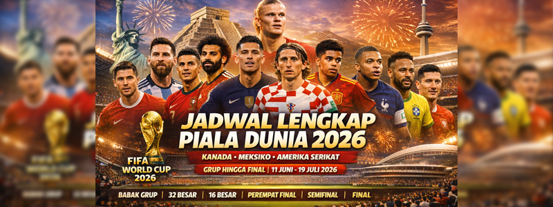 Simak jadwal pertandingan lengkap untuk Piala Dunia 2026 di Kanada, Meksiko, dan Amerika Serikat, dengan jadwal dan hasil dari setiap 104 pertandingan