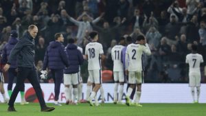 Pelatih Timnas Inggris, Thomas Tuchel, meninggalkan lapangan setelah pertandingan kualifikasi Grup K Piala Dunia 2026 antara Albania dan Inggris, di Tirana, Albania, Minggu, Senin (17-11-2025) dini hari WIB.