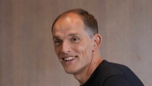 Pelatih tim nasional Inggris, Thomas Tuchel, menghadiri konferensi pers di London, Jumat (29/8/2025), menjelang laga kualifikasi Piala Dunia melawan Andorra dan Serbia.