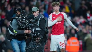 Wonderkid Arsenal, Max Dowman mengukir sejarah usai mencetak satu gol dalam kemenangan 2-0 atas Everton dalam lanjutan Premier League 2025/2026 di Emirates Stadium, Minggu (15/3/2026) dini hari WIB