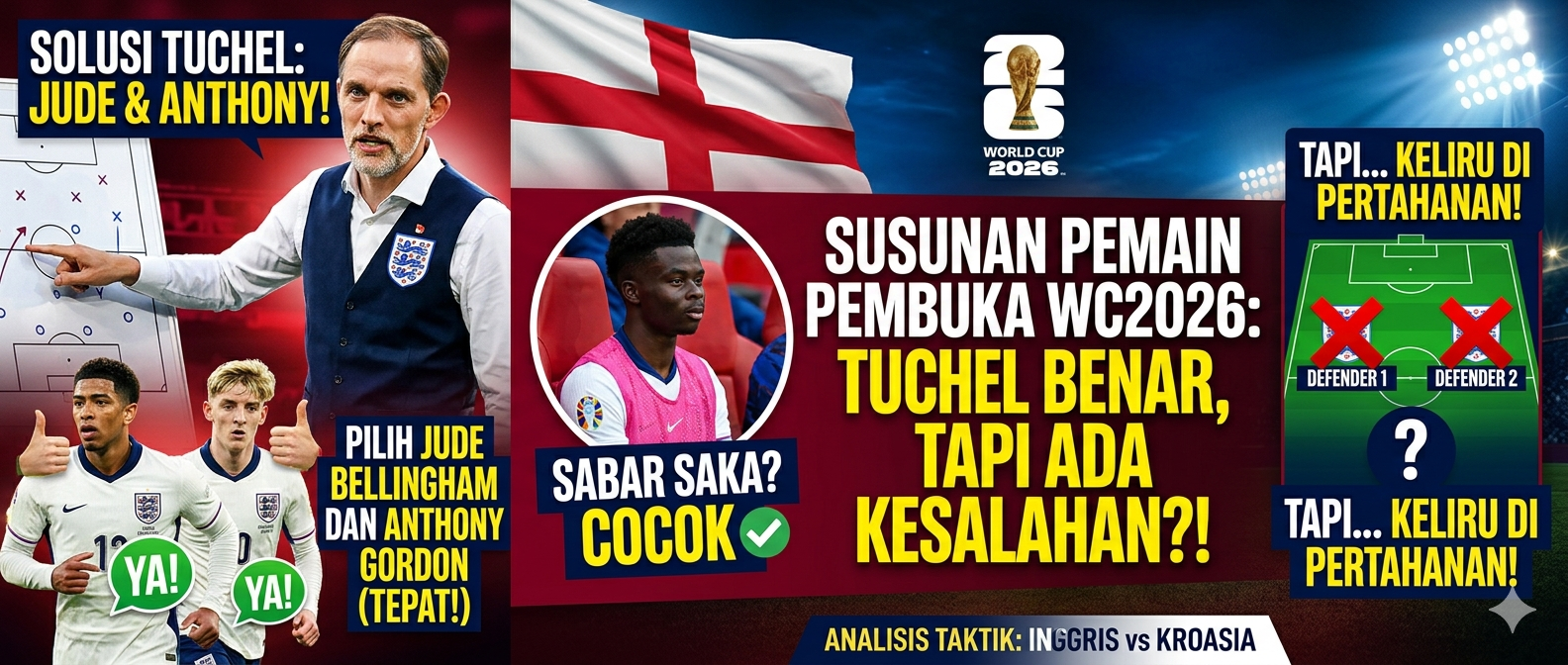 Inggris Harus Bertumpu pada Bellingham dan Gordon, Namun Tuchel Berisiko Salah Besar di Jantung Pertahanan