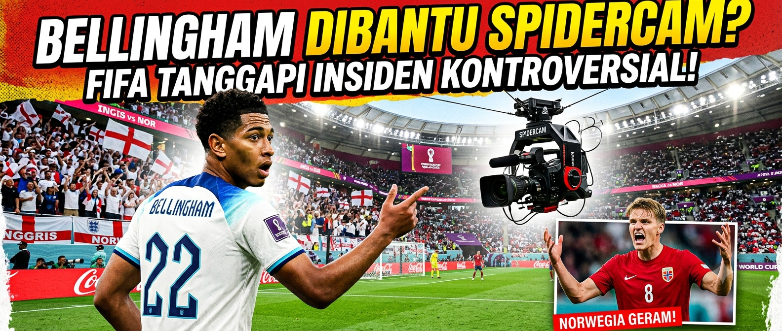 Apakah Jude Bellingham mendapat bantuan dari spidercam? FIFA menanggapi insiden kontroversial dalam laga Piala Dunia Inggris melawan Norwegia - yang membuat Norwegia geram atas keputusan yang ‘konyol’ tersebut