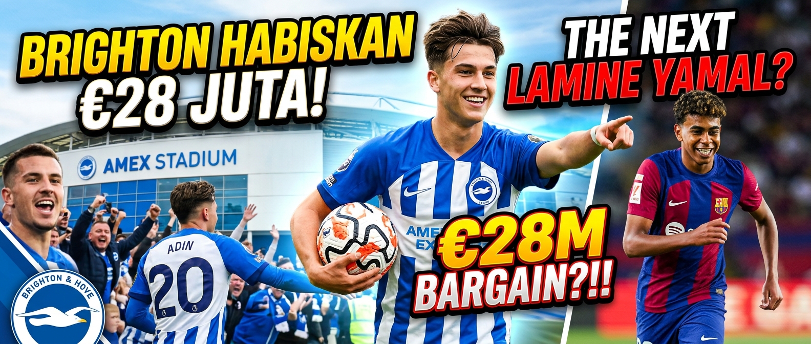 'Sang Lamine Yamal baru' tampaknya telah tiba di Premier League Brighton & Hove Albion menggelontorkan 28 juta euro untuk seorang pemain yang kini sudah dibanding-bandingkan dengan Lamine Yamal.